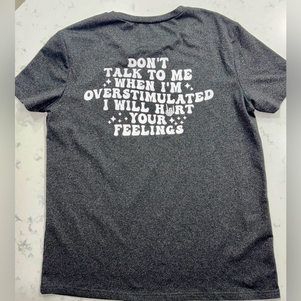 Gray T-Shirt with Skeleton Hand Design